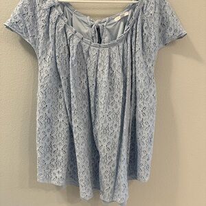 LC Lauren Conrad Sky Blue Lace Blouse